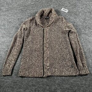 Trash Nouveau Cardigan Sweater Mens Medium Brown Full Zip Shawl Collar Cotton
